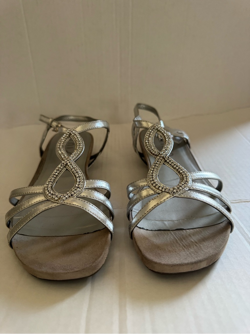 Unisa Silver Crystal Detail Women's Strappy Sandals